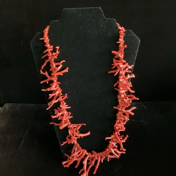 Genuine Mediterranean Red Coral Branch Necklace